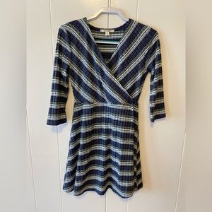 Woman’s blue/green/white colored dress, size medium barley worn.